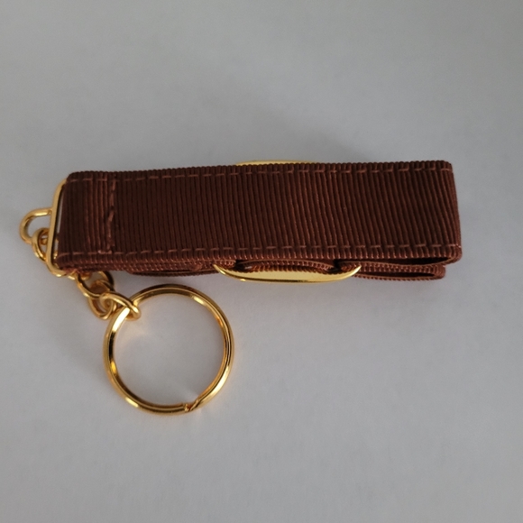 Salvatore Ferragamo Tan Fabric Bow Keychain - Picture 3 of 6